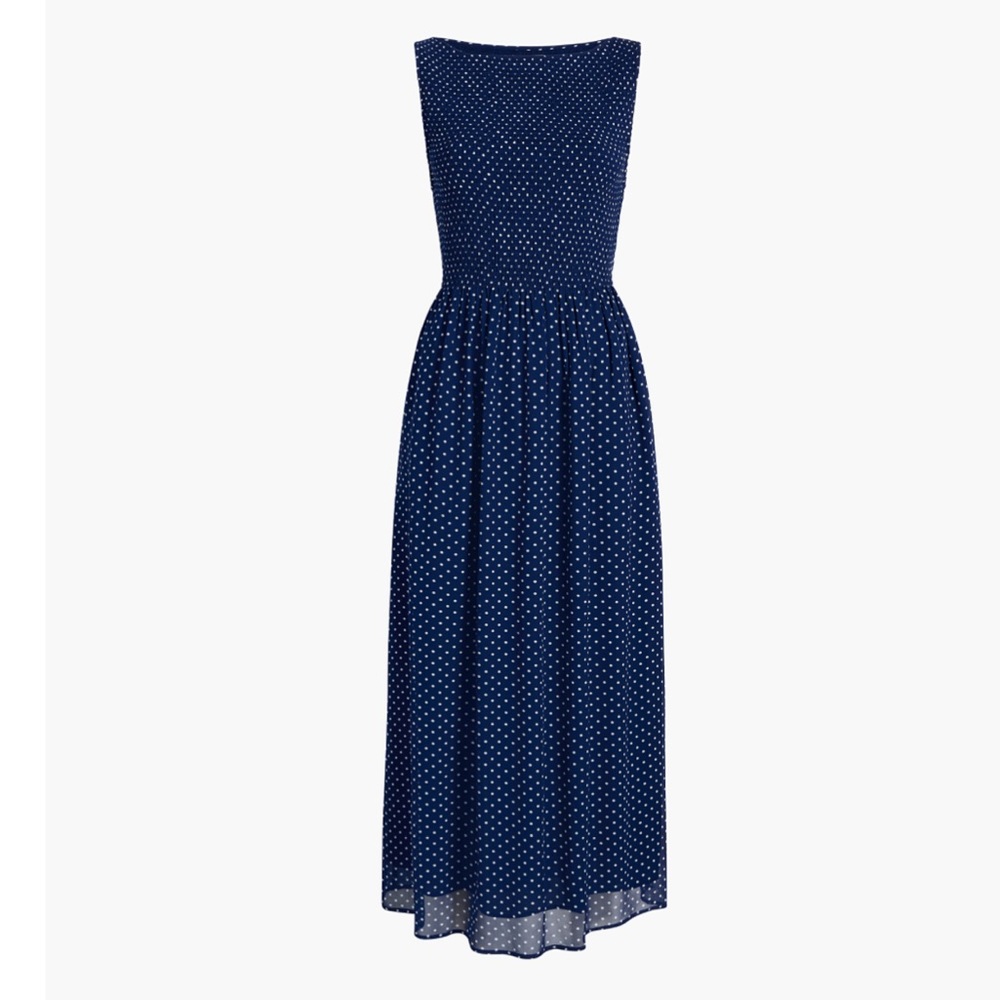 Hill House Home- Cosima Nap Dress— Navy polka dot, size XS